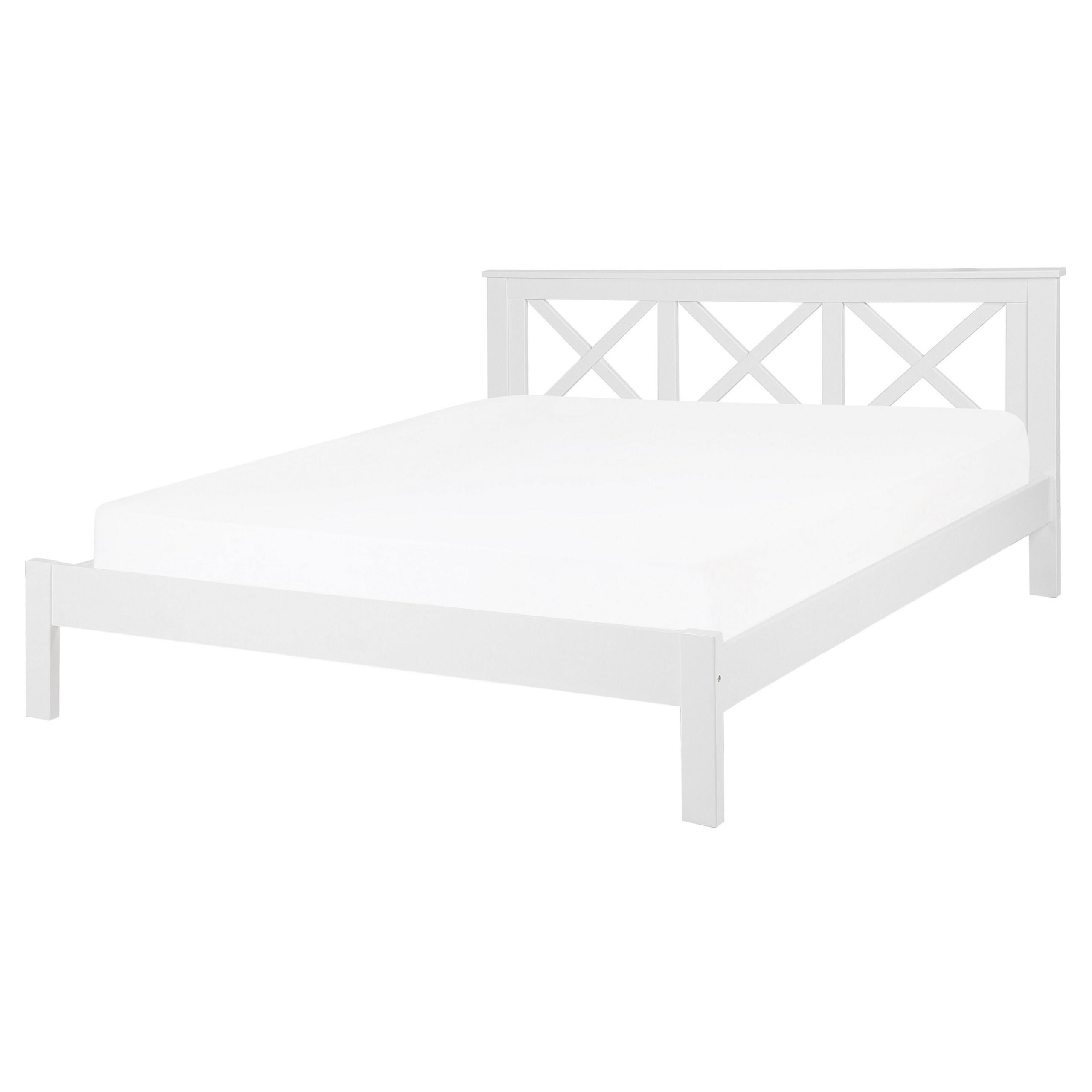 BETT mit Lattenrost 160x200 cm Weiß Tannay - Weiß, Holz (160/200cm) - Beliani
