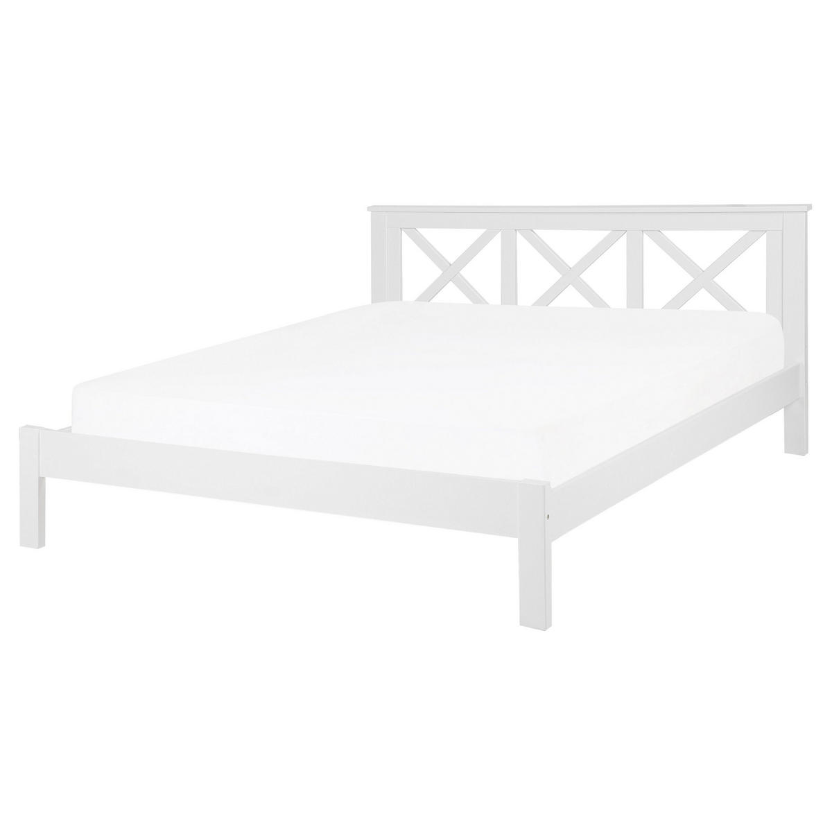BETT mit Lattenrost 160x200 cm Weiß Tannay - Weiß, Holz (160/200cm) - Beliani