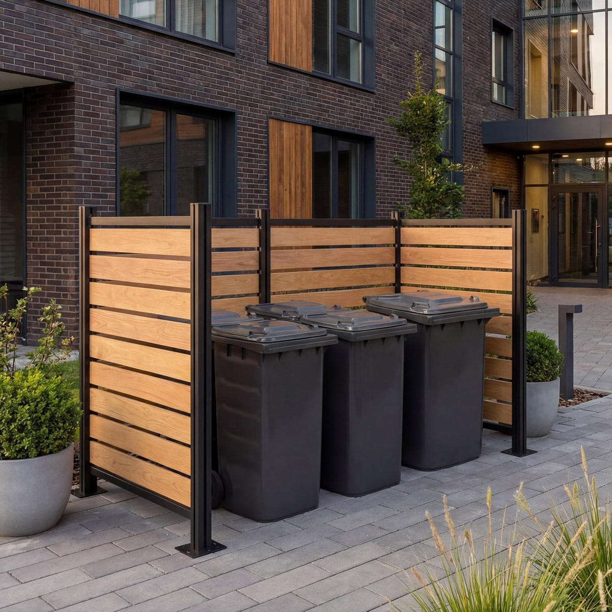 MÜLLTONNEN-ZAUN Hellbraun - Hellbraun, Metall (206/130/110cm) - MCW