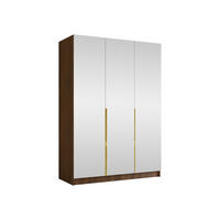 KLEIDERSCHRANK Calia III - Goldfarben/Nussbaumfarben, Holzwerkstoff/Metall (150/215/58cm) - MIRJAN24