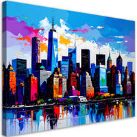 LEINWANDBILD New York Manhattan Panorama 60x40cm - Multicolor, Textil (60/40cm) - Feeby