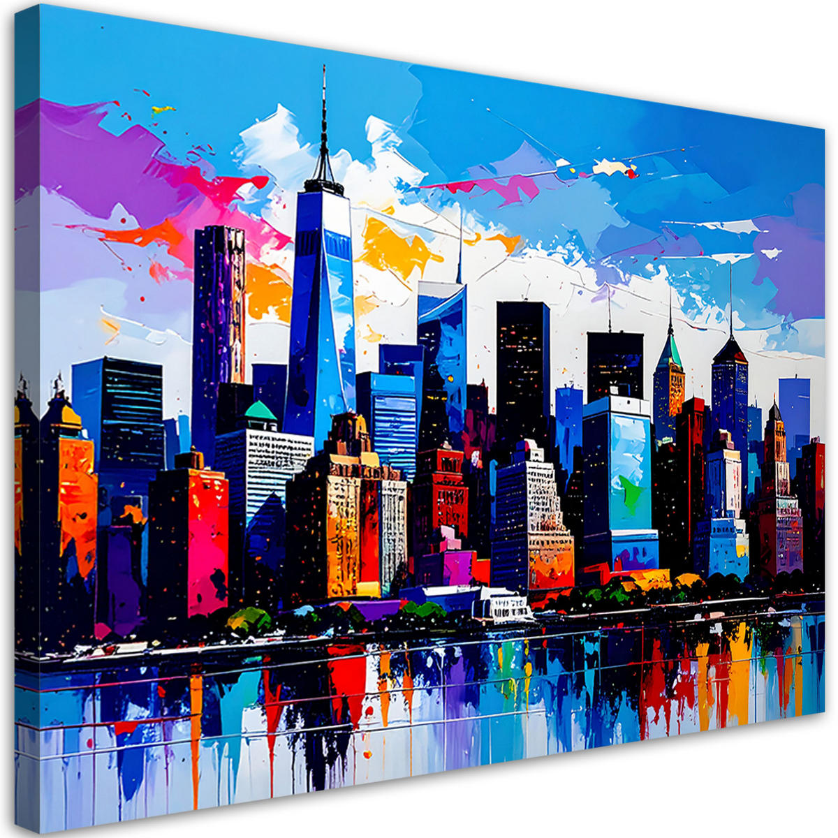 LEINWANDBILD New York Manhattan Panorama 60x40cm - Multicolor, Textil (60/40cm) - Feeby
