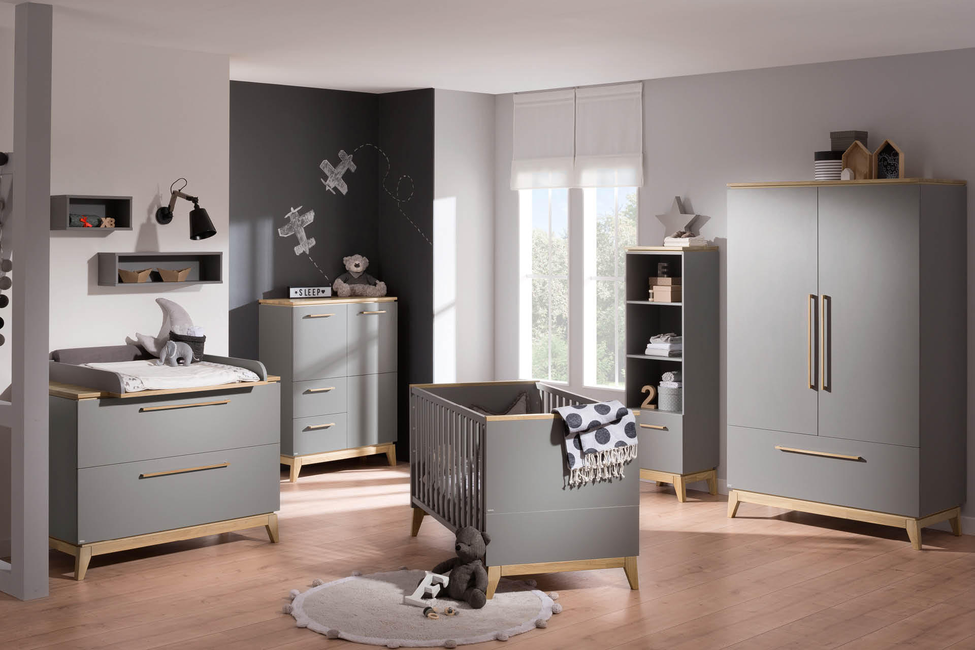 Babyzimmer komplett, in grau, Serie STEN