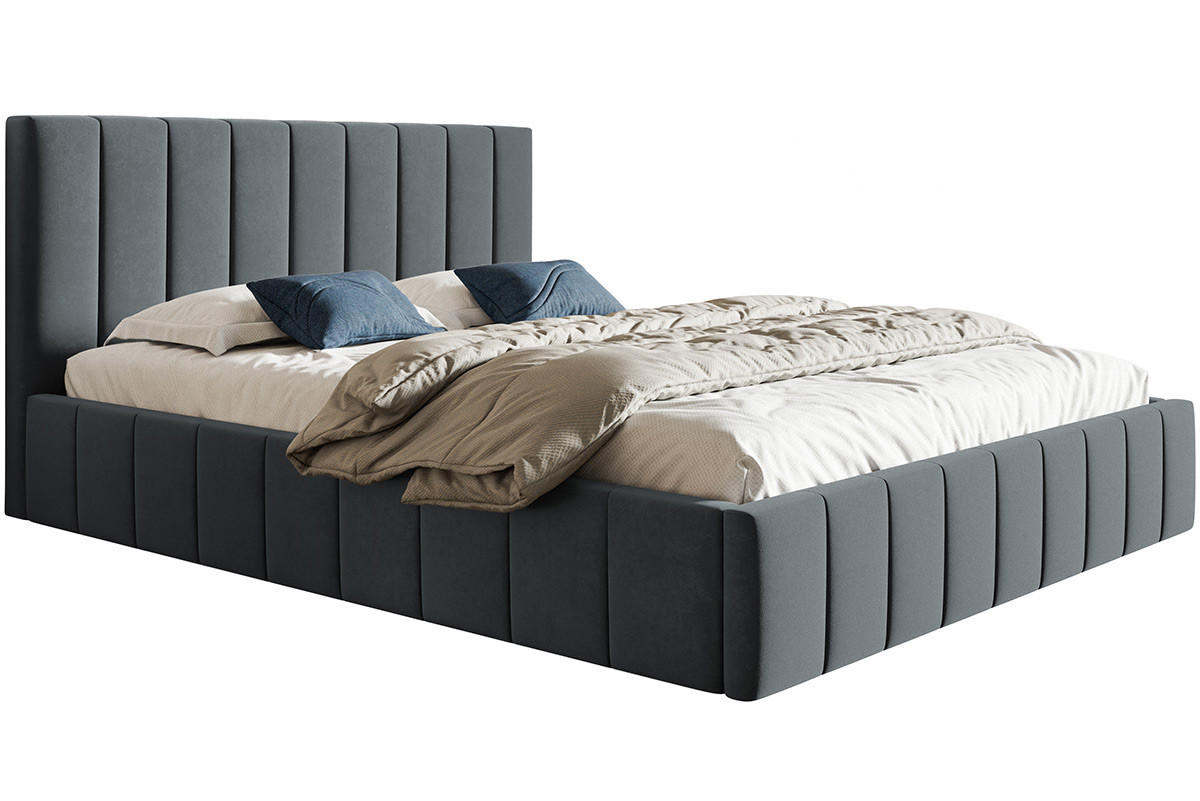 BETT Grafit OLDO 10 Gepolstert Mit Bettkasten 120x200 cm - Grau, Textil (120/200cm) - Sepro Meble