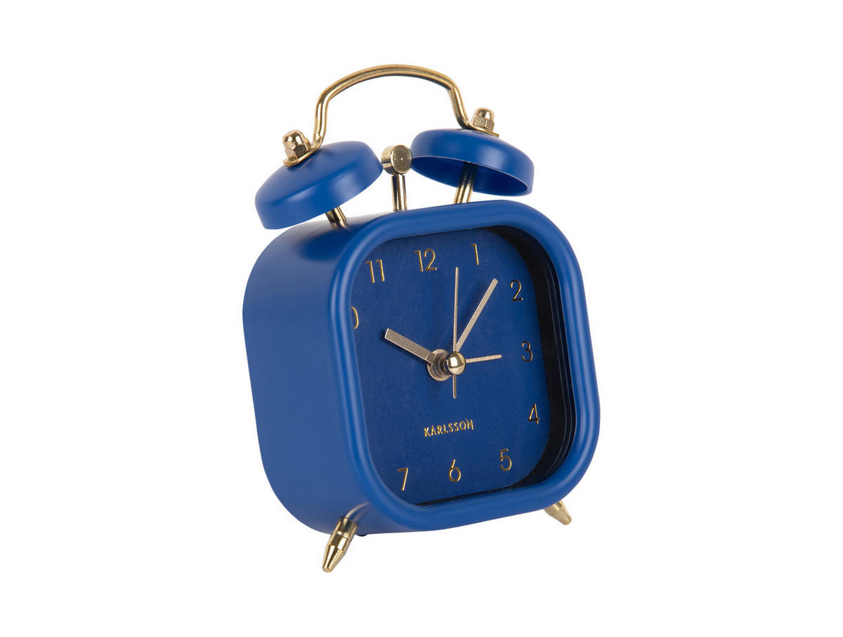 WECKER Metallic Glam 7.5/7.5/11.4 cm - Blau, Kunststoff (7.5/11.4/7.5cm) - Karlsson