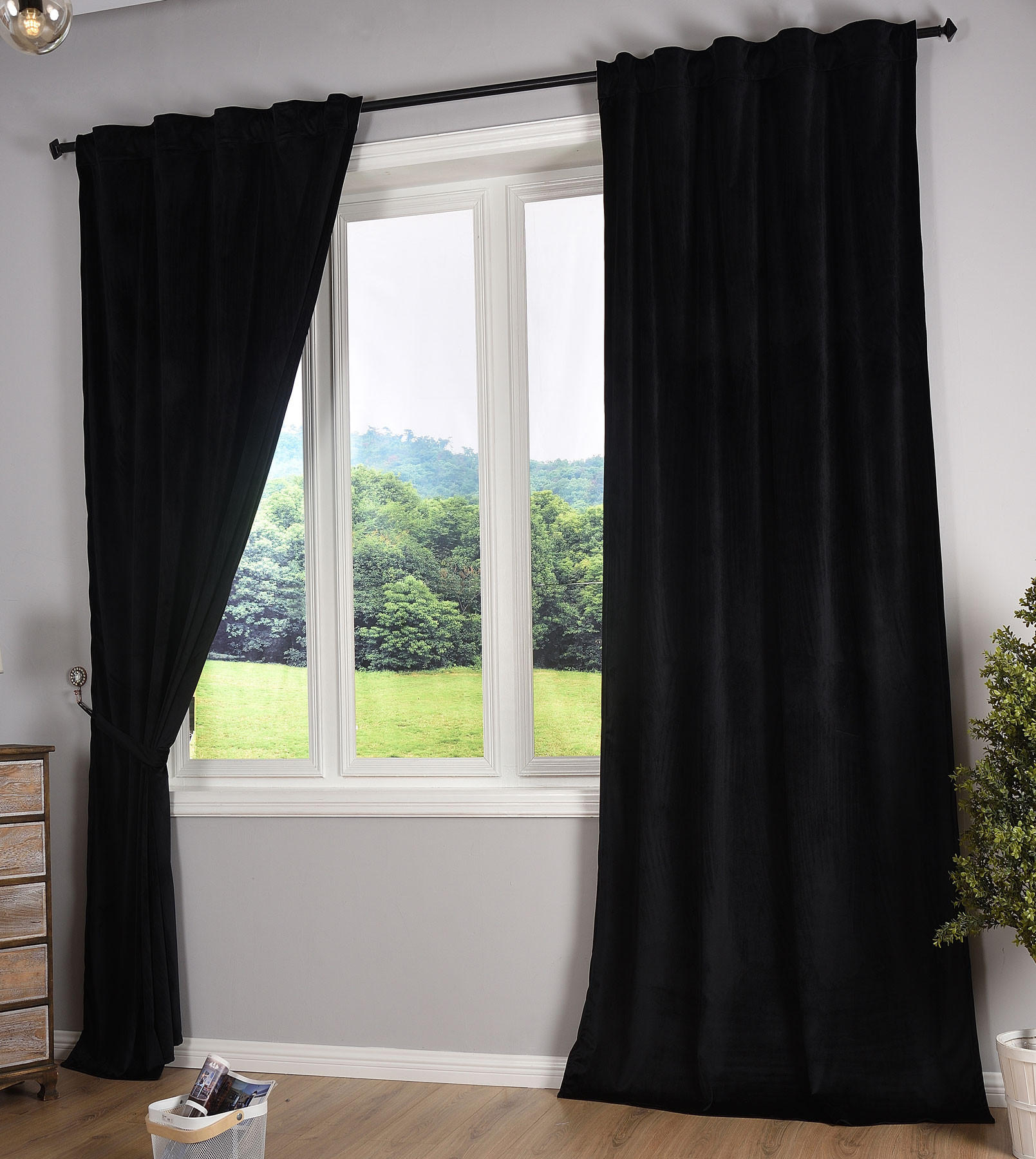 VORHANG 2ER SET MILANO HxB 235x135 cm Schwarz - Schwarz, Textil (135/235cm) - Gardinenbox