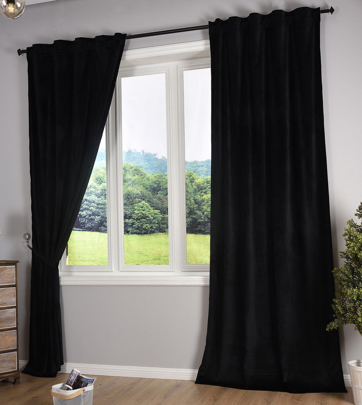 VORHANG 2ER SET MILANO HxB 280x135 cm Schwarz - Schwarz, Textil (135/280cm) - Gardinenbox