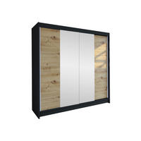 SCHWEBETÜRENSCHRANK Talin II - Silberfarben/Braun, Holzwerkstoff/Metall (180/215/58cm) - MIRJAN24