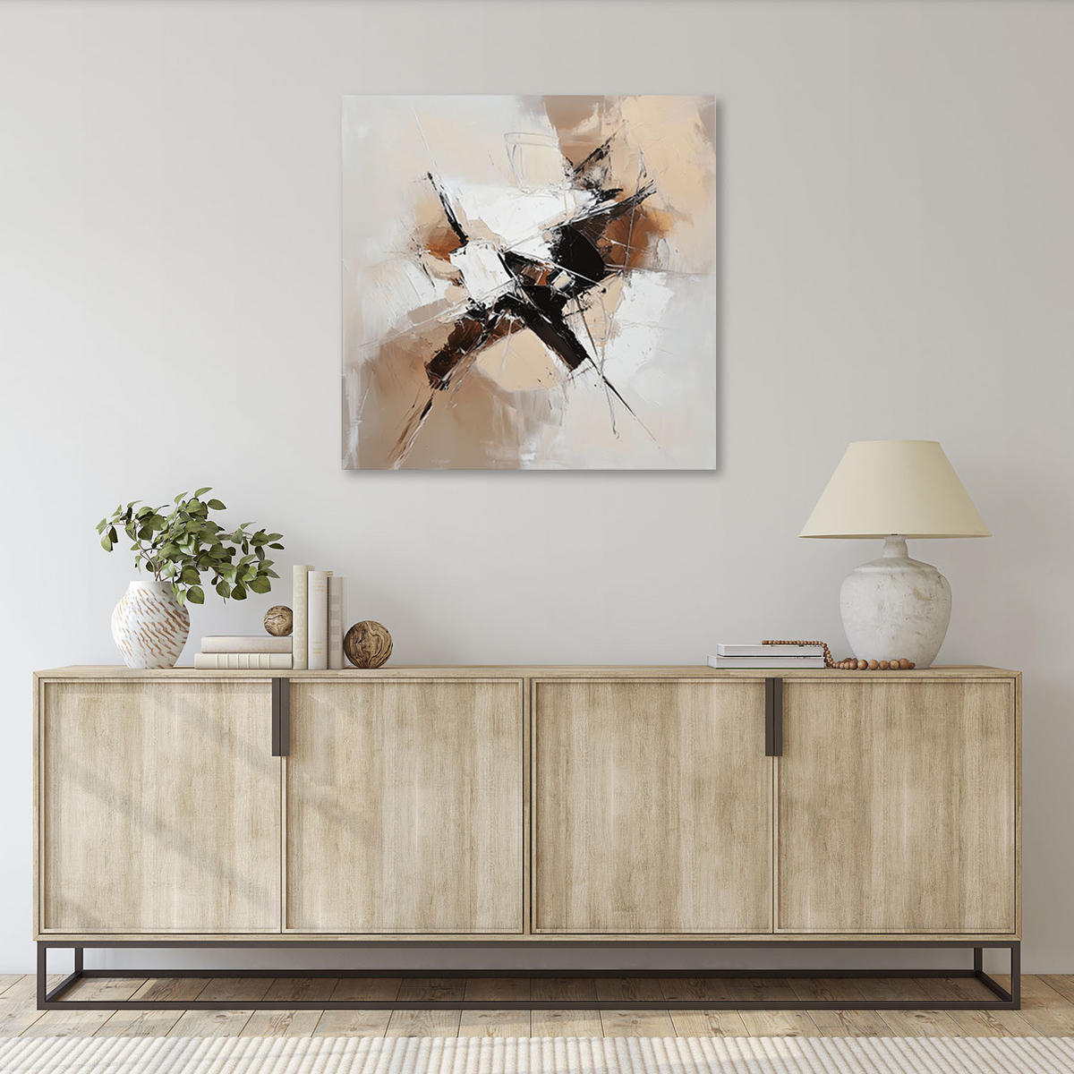 LEINWANDBILD Abstraktes Beige wie gemalt 30x30cm - Beige, Textil (30/30cm) - Feeby