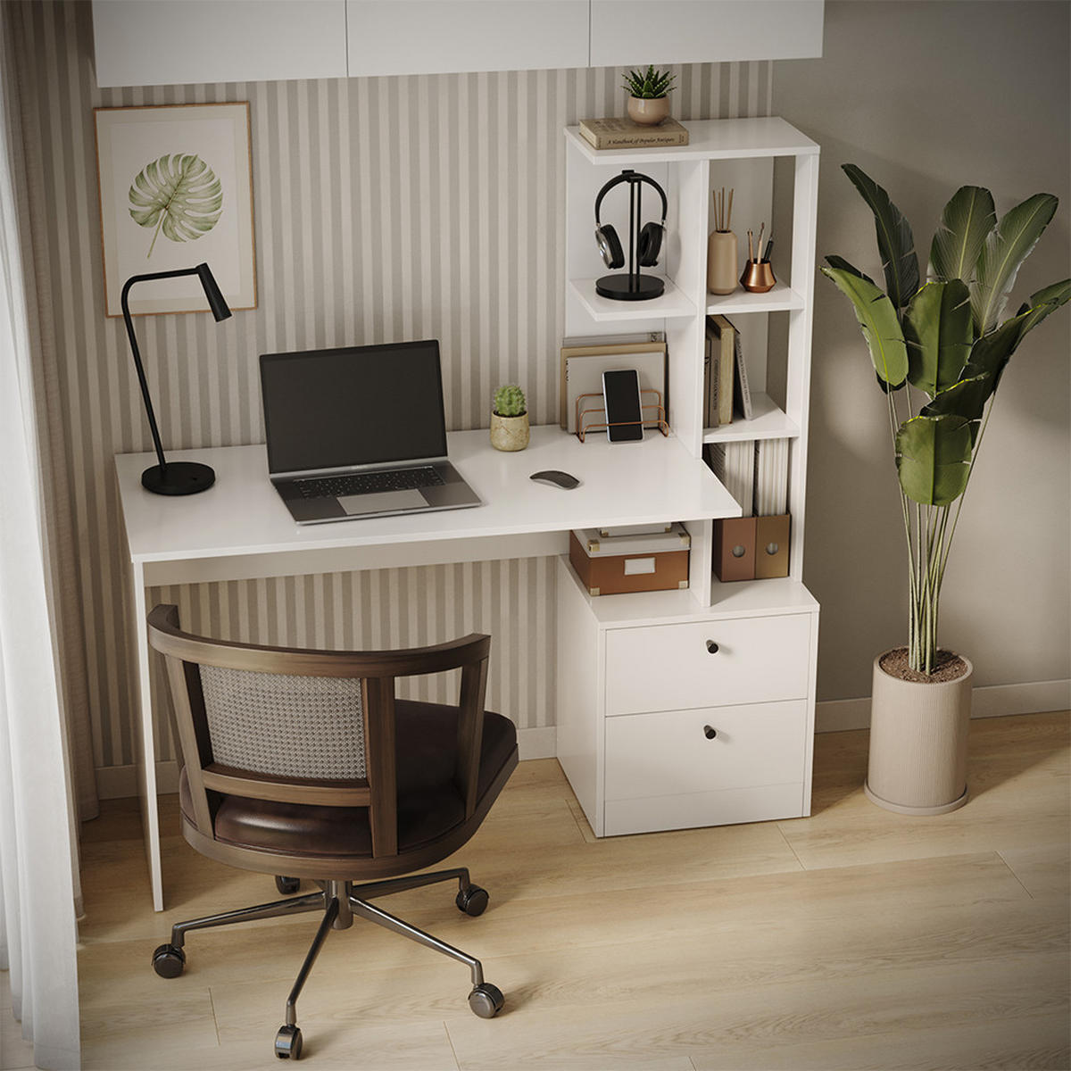 ESSTISCH Denton Weiß 136 x 55 cm mit 2 Schubladen - Weiß, Holzwerkstoff (55/136/138cm) - Vicco