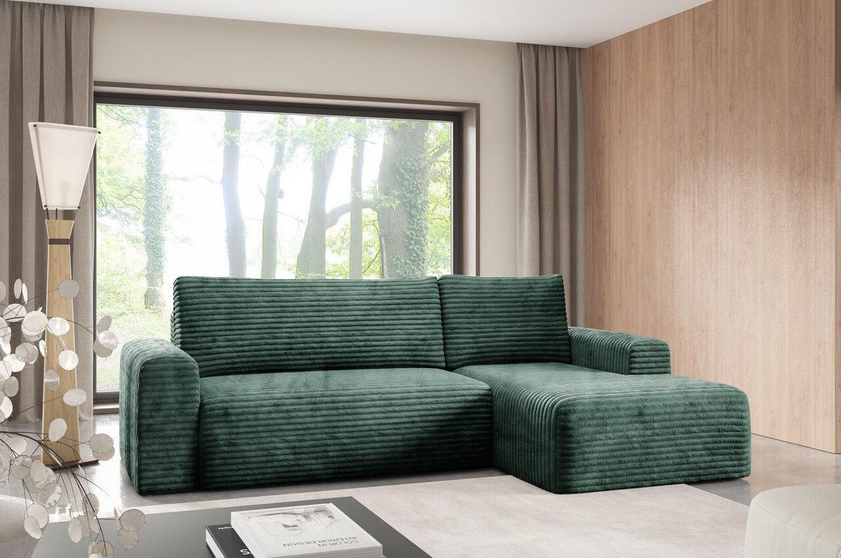 ECKSOFA mit Schlaffunktion Grün - Grün, Textil (268/163cm) - Furnisell