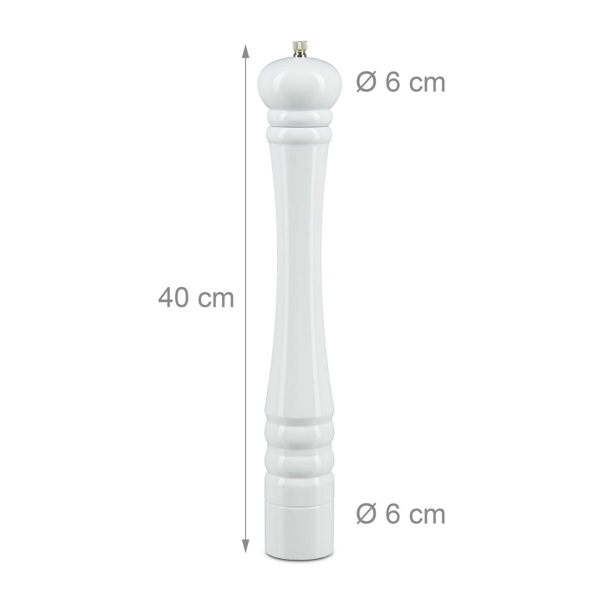 PFEFFERMÜHLE Keramikmahlwerk - Weiß, Holz/Keramik (5.5/39.5/5.5cm) - Relaxdays