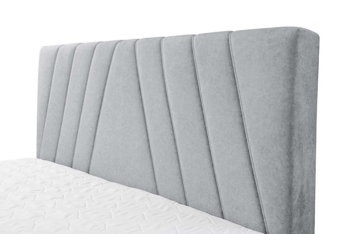 BOXBETT CAPRI mit 2 Bettkästen, Maße: 160x200 cm, Farbe: Grau, Velourstoff, mit Bonell-Matratze inkl. Topper - Grau, Holz/Kunststoff (160/200cm) - VENASI MÖBEL