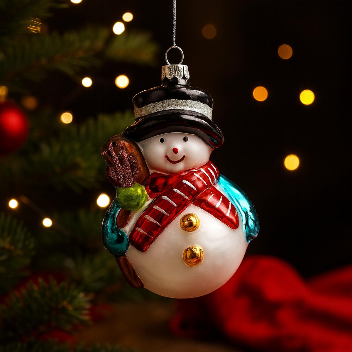 WEIHNACHTSKUGEL Glas MUNECO, 7x11 cm, Schneemann, Christbaumkugeln, Weihnachtsdeko Xmas, Christmas Deko - Weiß, Glas (7/7.5/11.5cm) - home&you