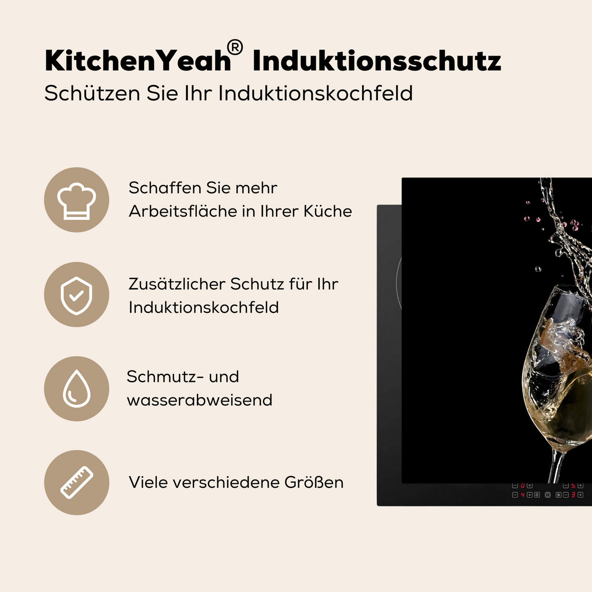 HERDABDECKPLATTE Rotwein - Weißwein - Glas - Schwarz 85x52 cm - Weinrot, Kunststoff (85/0.2/52cm) - MuchoWow