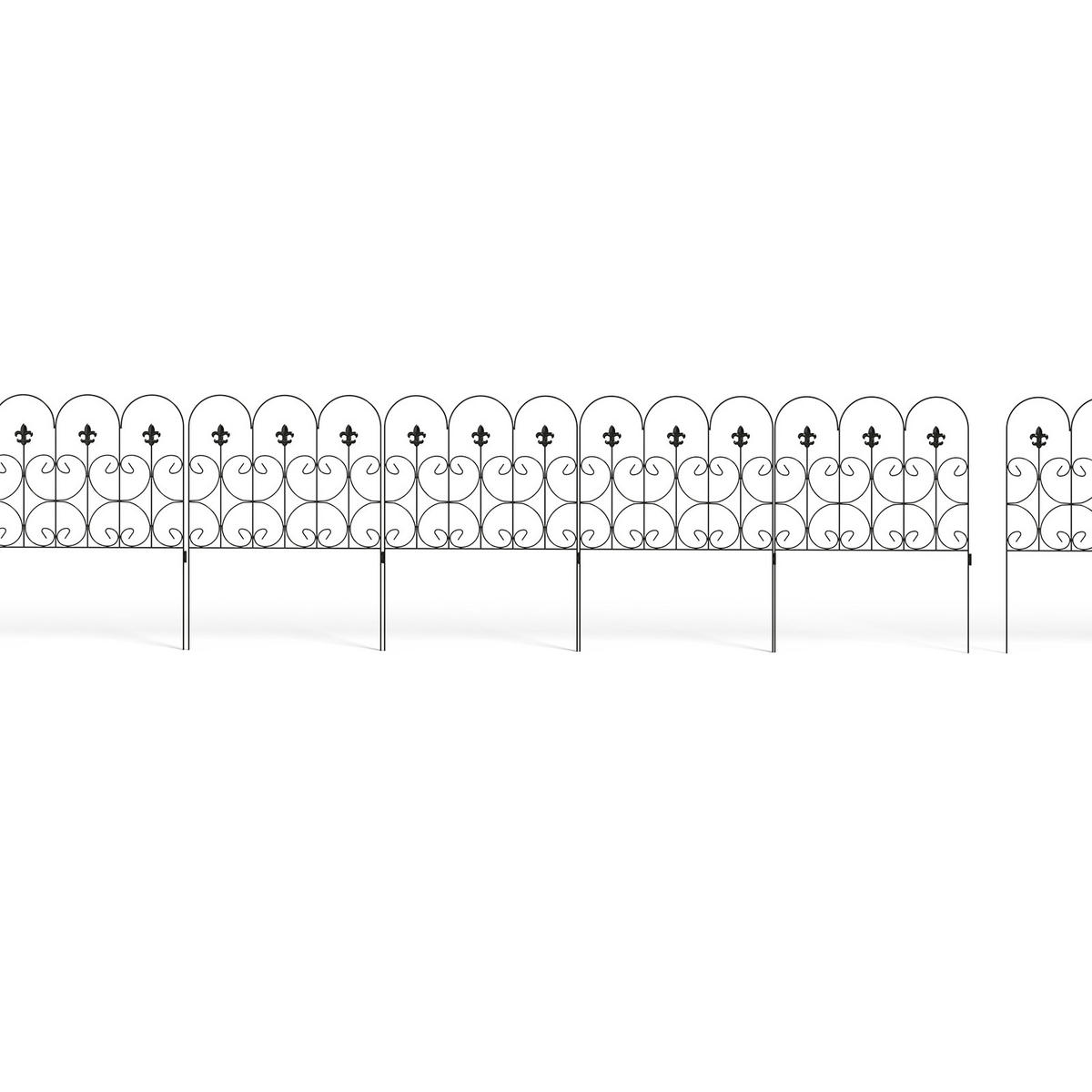 GARTENZAUN Lattenzaun 5Stück aus Metall in Schwarz Abnehmbares Design Robuste Metallkonstruktion je Paneel: 61 cm B × 81.5 cm H - Schwarz, Metall (61cm) - Livingandhome