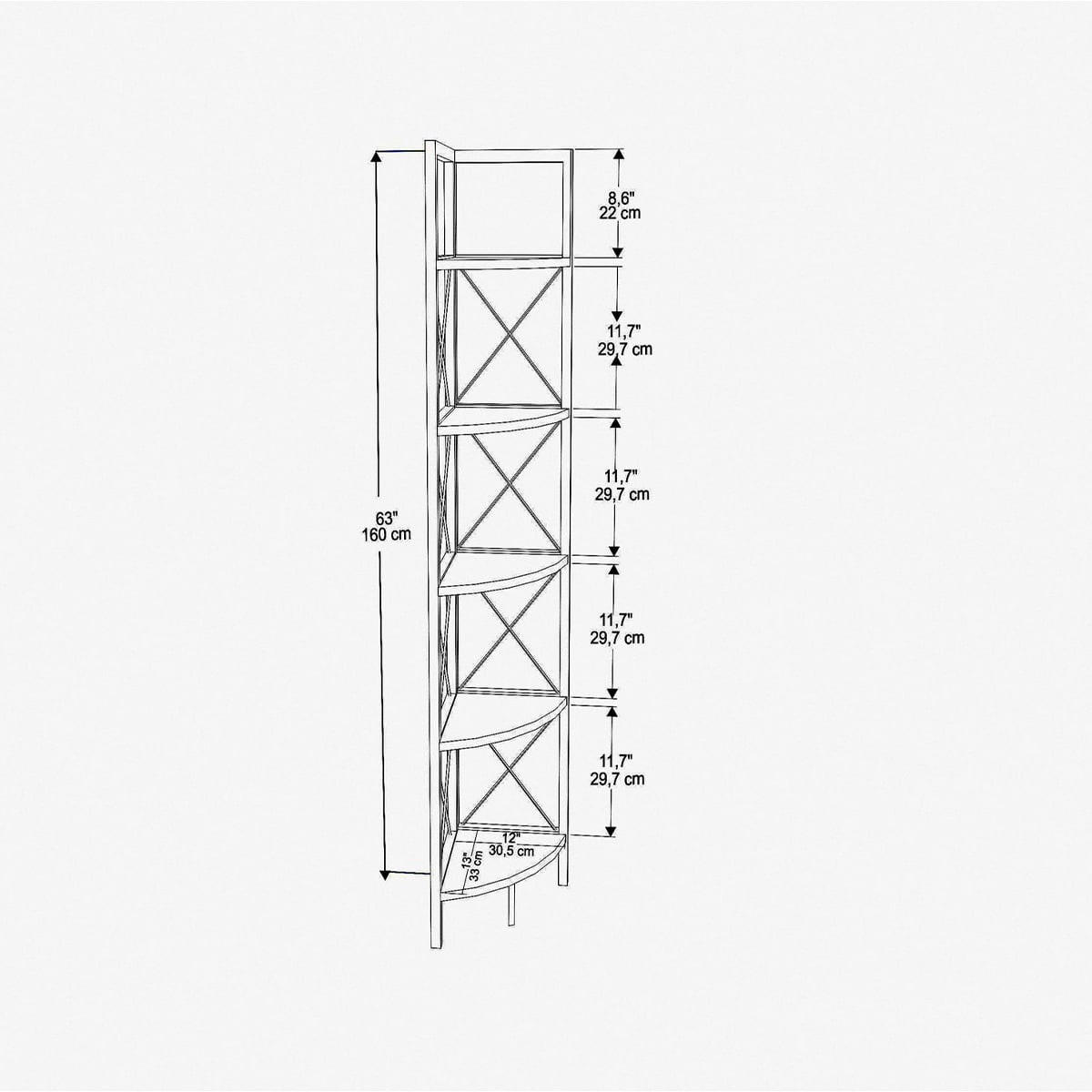 ECKREGAL 5 Regale schwarz H160 cm - Remo - Schwarz, Holzwerkstoff (33/160/30.5cm) - Calicosy