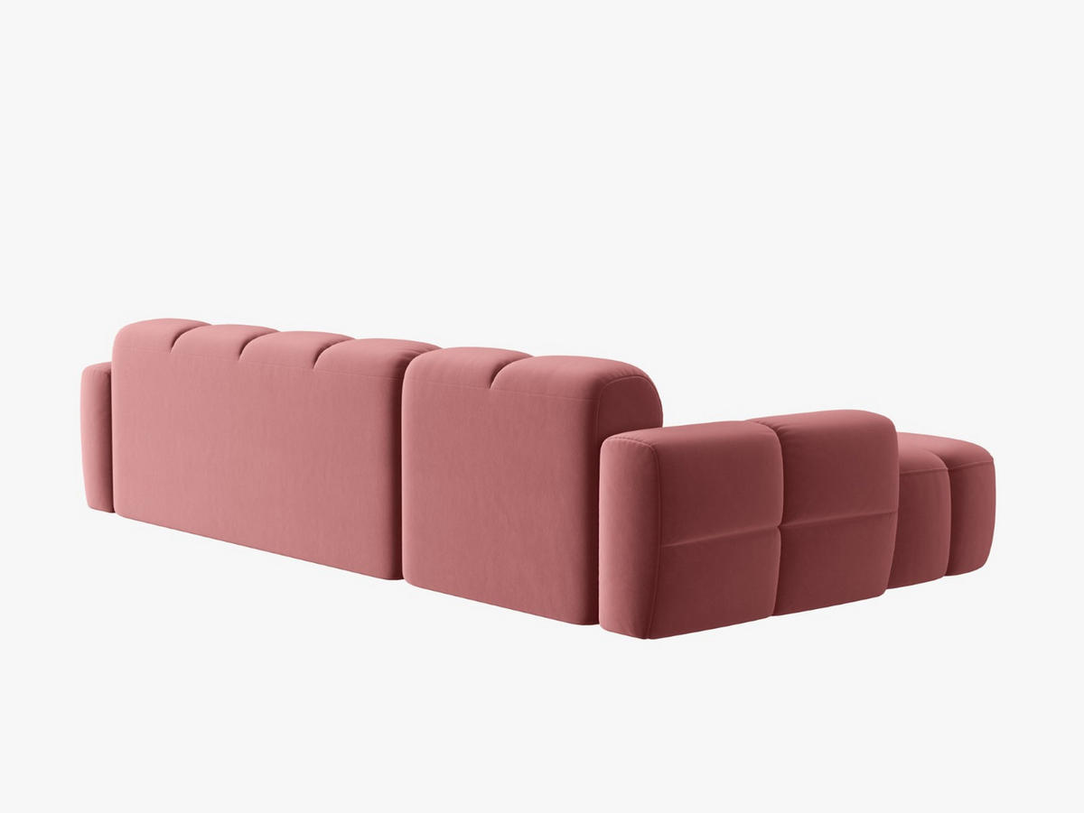 ECKSOFA links Lisa aus Samt lachs 4 Sitzplätze - Dunkelrosa, Textil (170/310cm) - Micadoni