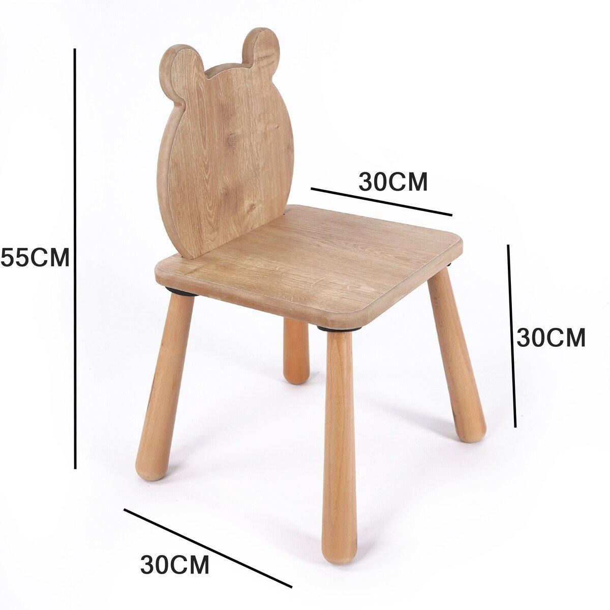 KINDERSTUHL mit bärenlehne 30/30/55 cm - Eichefarben, Holzwerkstoff (30/55/30cm) - Calicosy