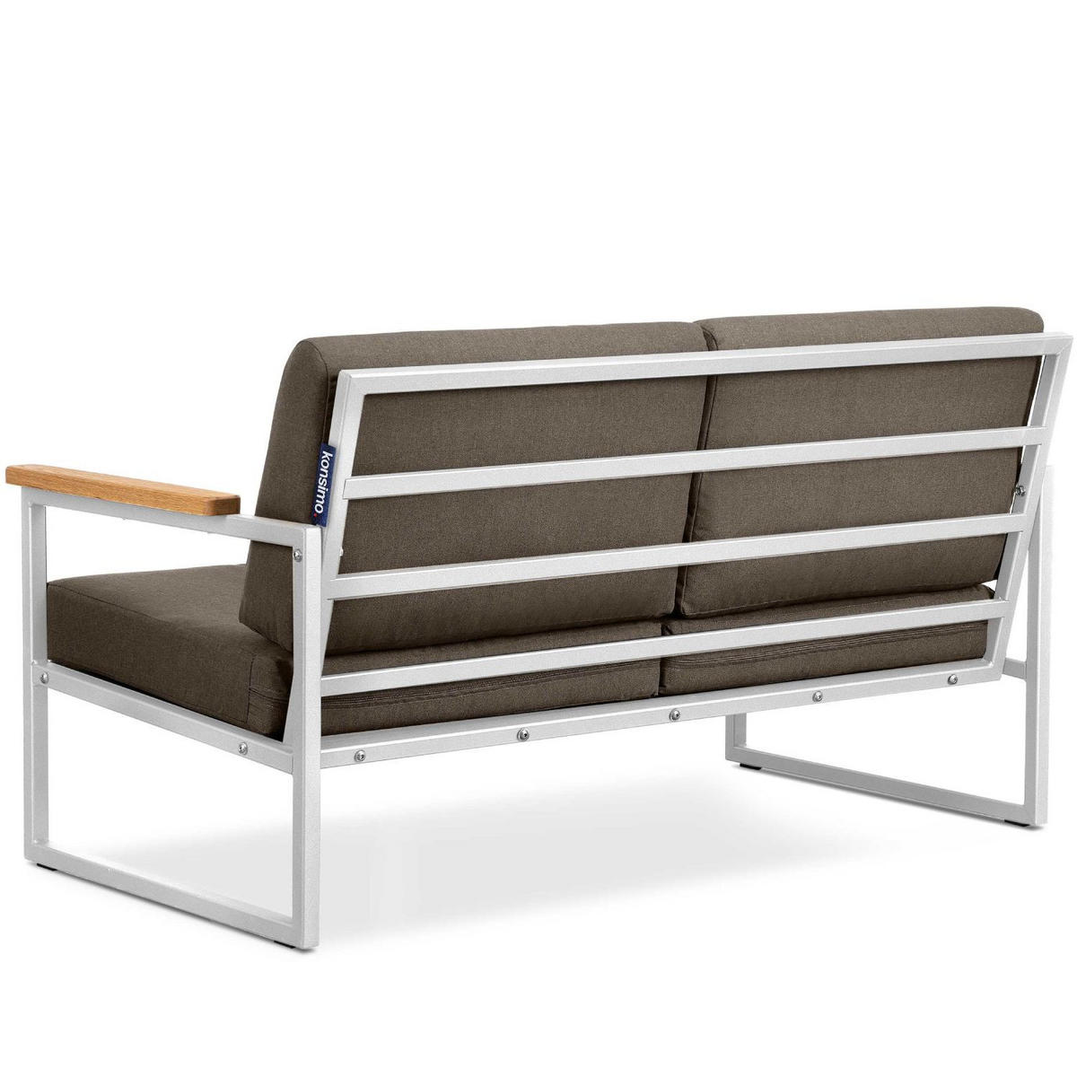 GARTENSOFA TRIBO 2-Personen ,Weiß/Beige - Beige/Weiß, Holz/Textil (130/65/60cm) - KONSIMO®