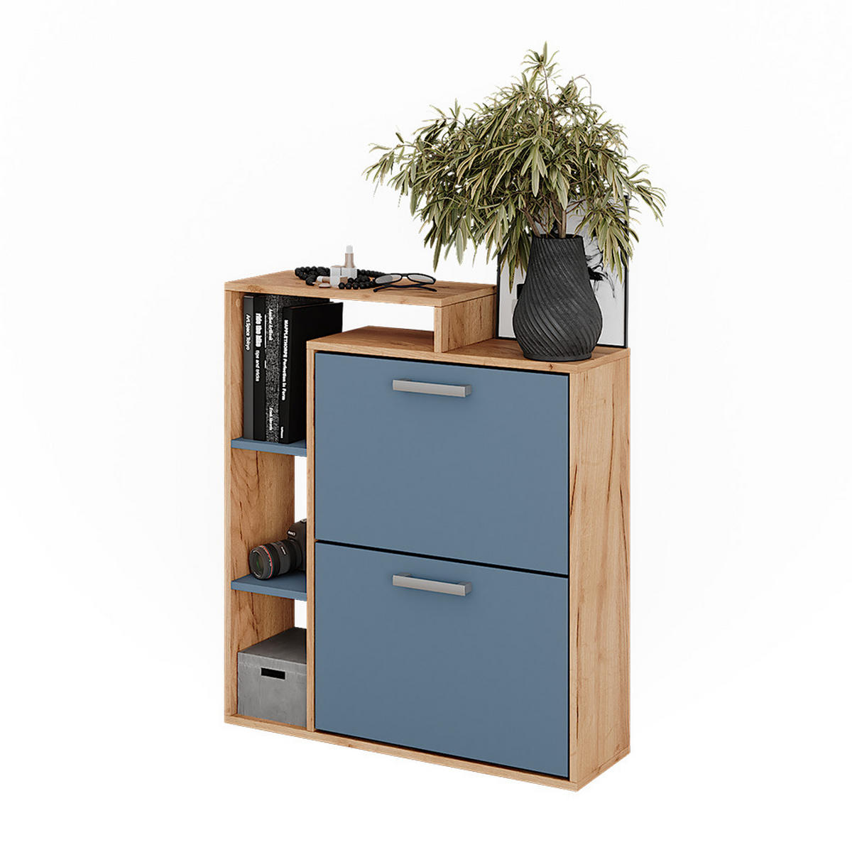 SCHUHKIPPER Orlando Goldkraft Eiche/Blau 80 x 90 cm - Eiche Wotan, Holzwerkstoff (80/90/24.2cm) - Vicco