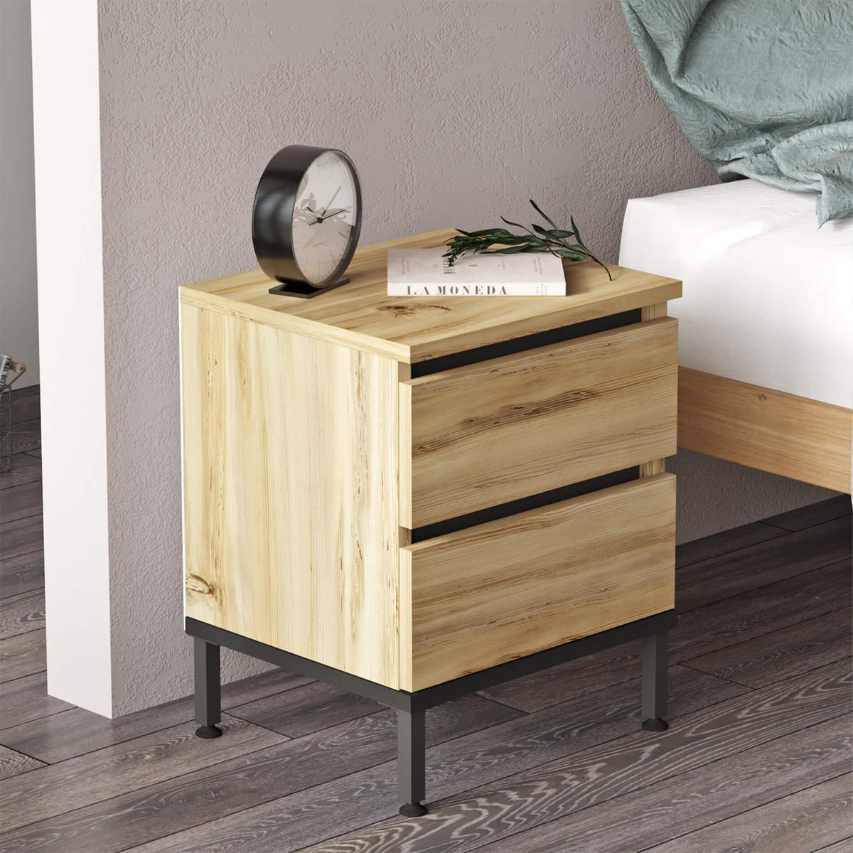 NACHTTISCH 40/35,5/49 cm - Beige, Holz (40/49/35.5cm) - Mobili Rebecca