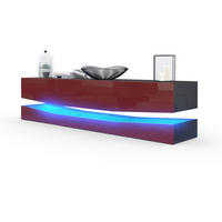 LOWBOARD City Fronten in Bordeaux Hochglanz - Bordeaux, Holzwerkstoff (178/48/39cm) - Vladon