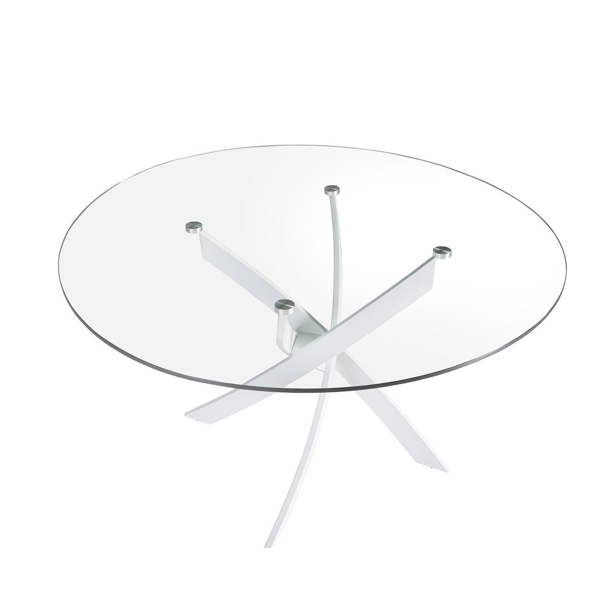 ESSTISCH Esstisch runde gehärtetes Glas aus weißer Stahl Ø140/75 cm - Transparent/Weiß, Glas (140/140/75cm) - ANGEL CERDA