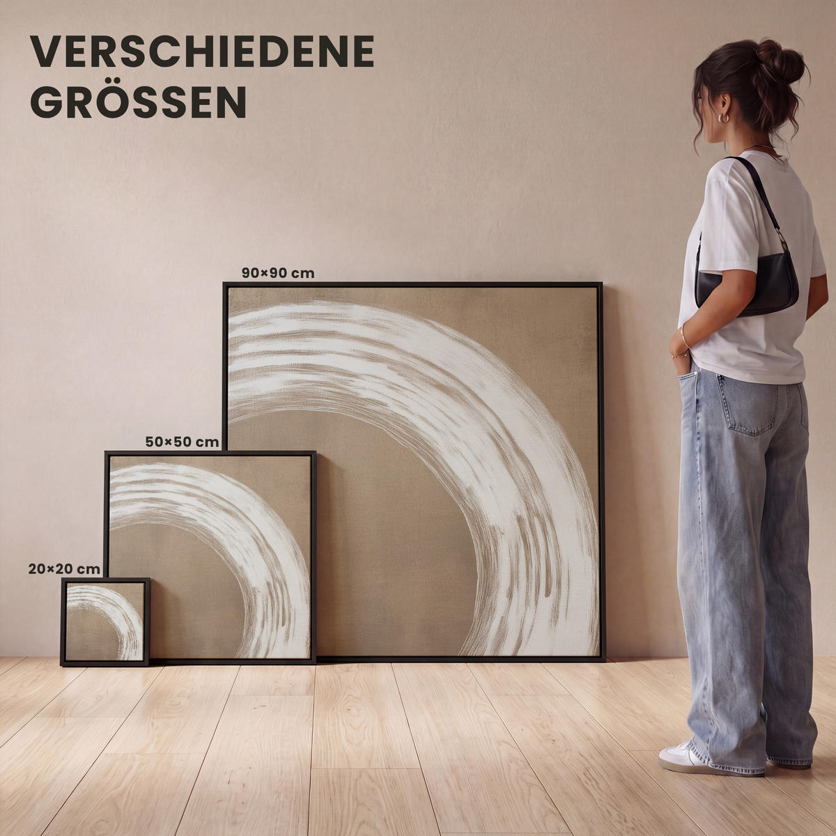 LEINWAND Bilder mit Rahmen - Farbe - Braun - Japandi - 20x20 - Kupferfarben, Textil (20/20cm) - MuchoWow