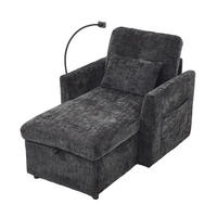 LOUNGESESSEL Chenille mit Handyständer und Stauraum 125/84,5/87 cm Schwarz - Schwarz, Textil (84.5/87/125cm) - Redom