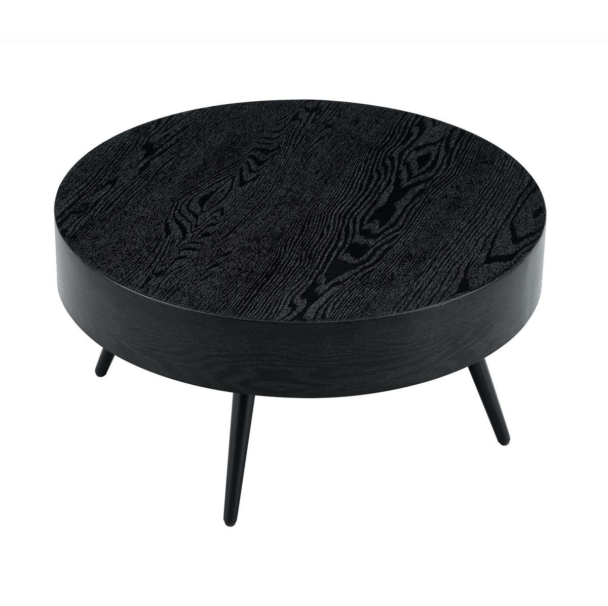 COUCHTISCH 70/70/35,5 cm mit runder Tischplatte, verstellbaren Füßen und MDF-Holzoptik, Schwarz - Schwarz, Holzwerkstoff (70/70/35.5cm) - Redom