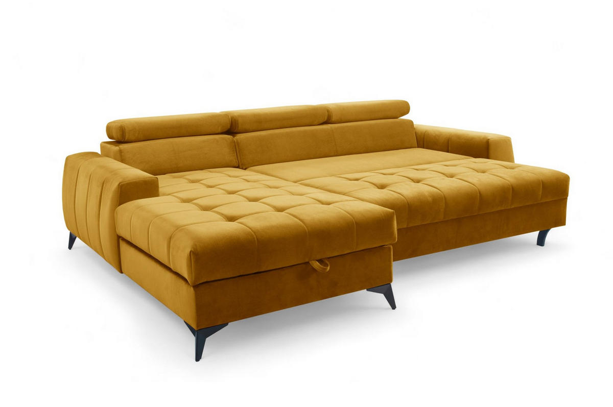 ECKSOFA Agnesa Xs In Salvador - Honig, Holzwerkstoff/Textil (260/200cm) - Fun Möbel