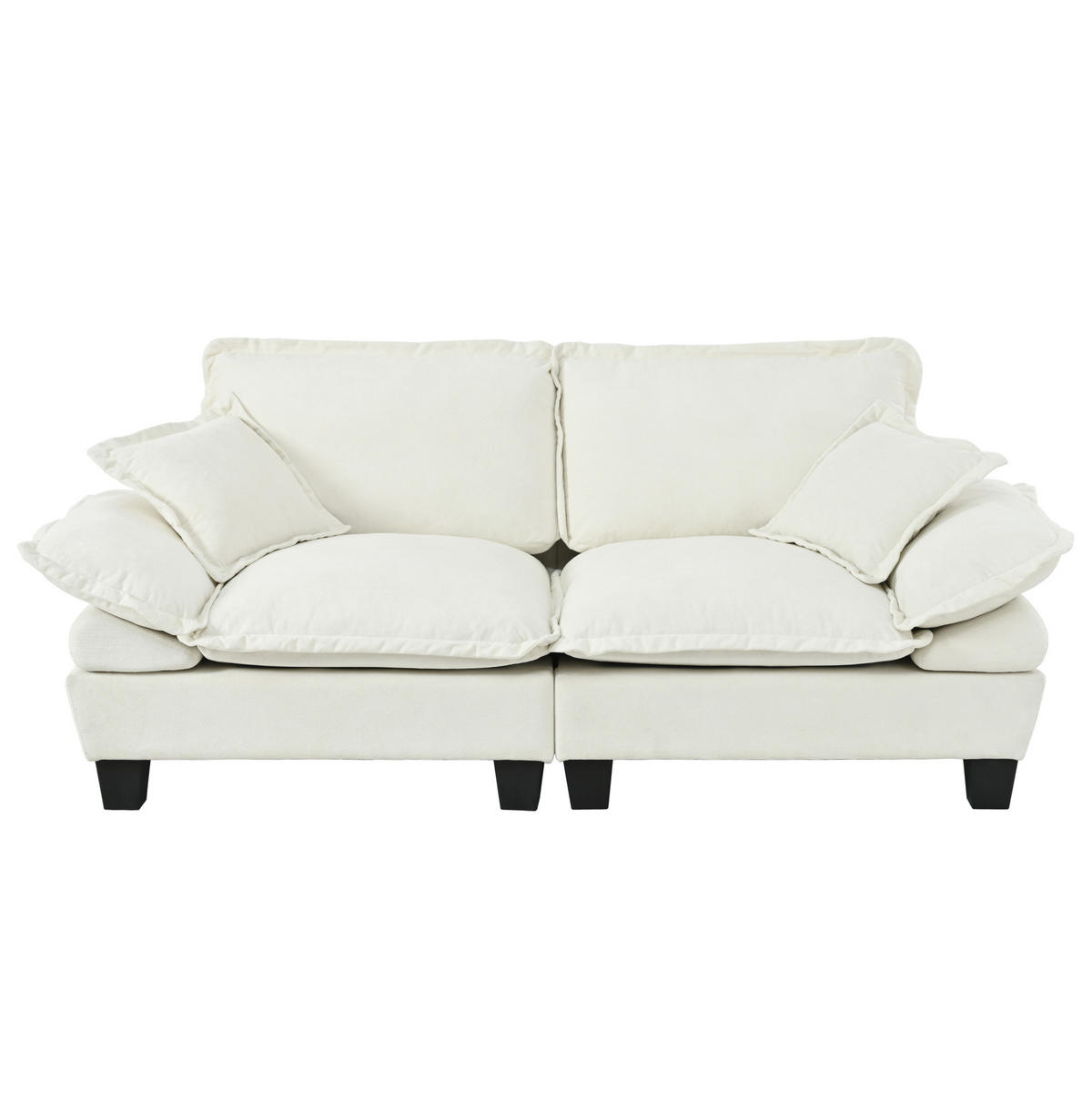 2-SITZER Sofa aus Chenille in Beige mit abnehmbaren Armlehnen - Beige, Textil (82/90/194cm) - Modfu