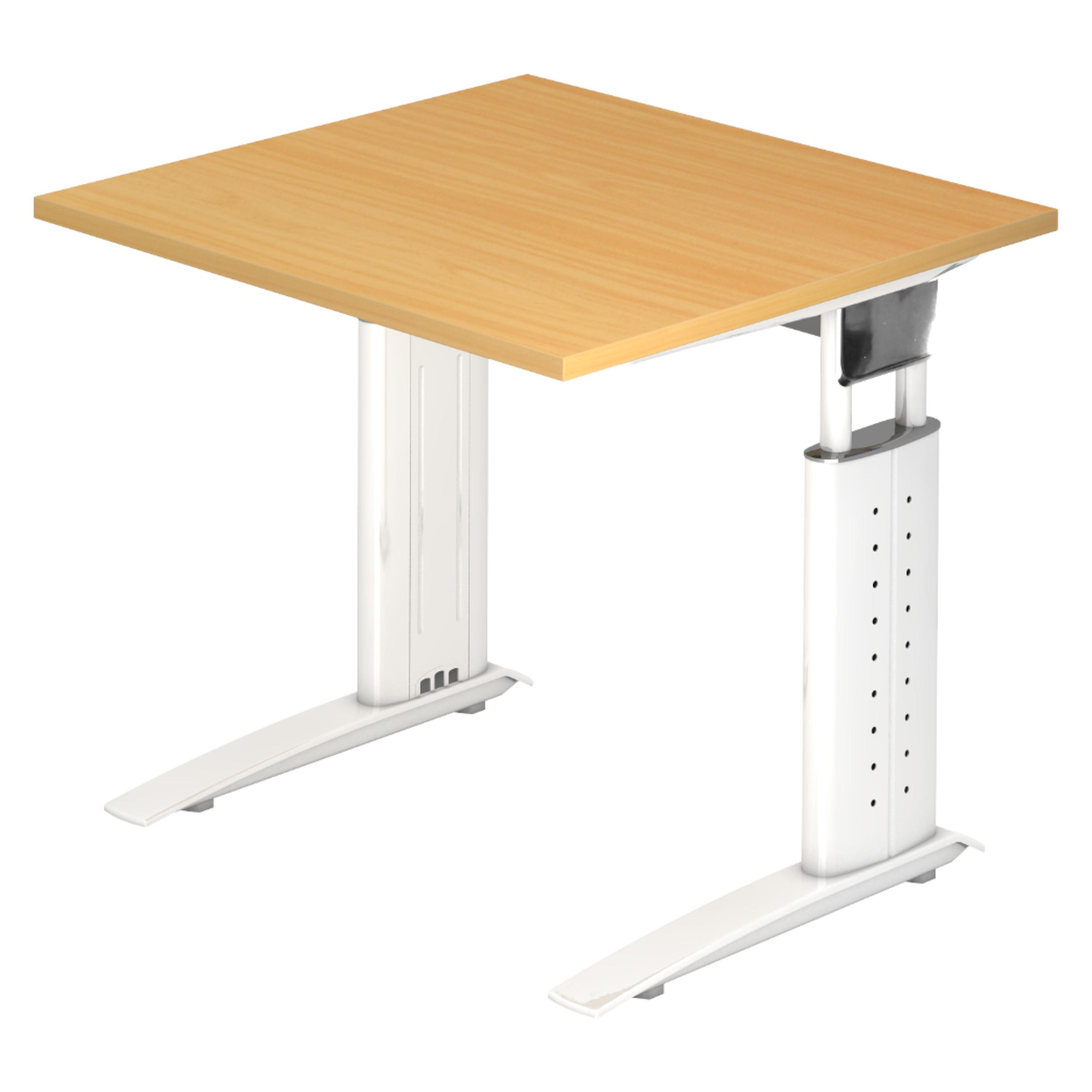 SCHREIBTISCH Serie-U 80/80/74 cm in Buchefarben/Weiß - Buchefarben/Weiß, Holzwerkstoff (80/80/74cm) - bümö