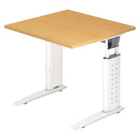 SCHREIBTISCH Serie-U 80/80/74 cm in Buchefarben/Weiß - Buchefarben/Weiß, Holzwerkstoff (80/80/74cm) - bümö