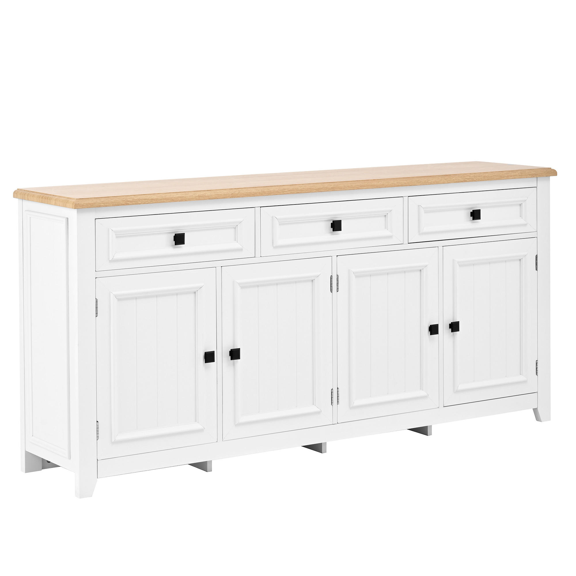 SIDEBOARD DE-37510 160/35/76 cm mit 3 Schubladen und 4 Türen Weiß - Weiß, Holzwerkstoff (160/76/35cm) - ComfortXL