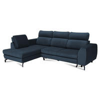 ECKSOFA ANTE Links, mit Schlaffunktion und Bettkasten, Marineblau - Dunkelblau, Textil/Metall (266/184cm) - Idohome