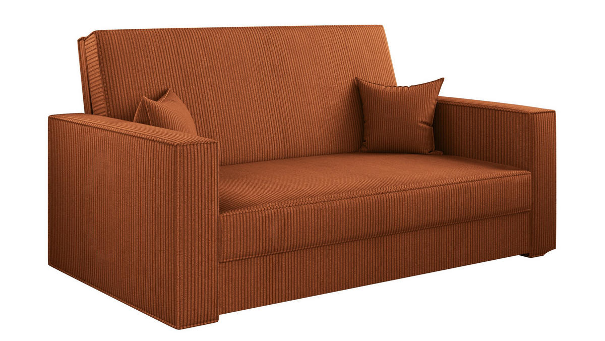 SOFA, Schlaffunktion - America Stoff Poso Ziegel - Orange, Holz (137/77/112cm) - Kaiser Möbel