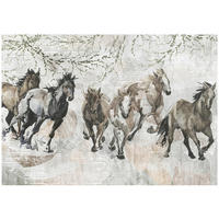 FOTOTAPETE Pferde Vintage Grau 312x219 cm - Multicolor, Papier (312/219cm) - Wallarena