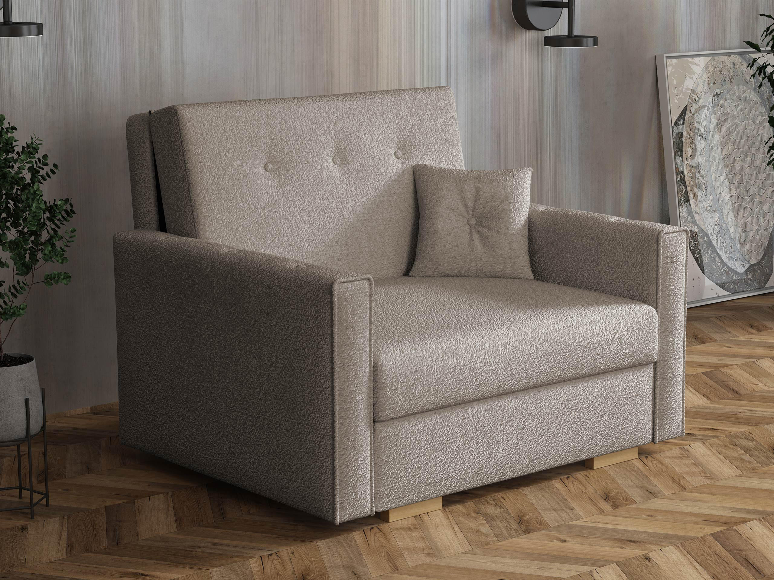 SCHLAFSOFA Viva Sonic I - Hellbraun/Schwarz, Holz/Textil (103/85/100cm) - MIRJAN24