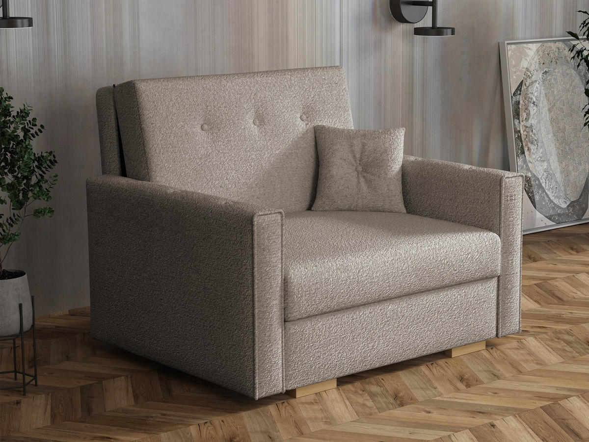 SCHLAFSOFA Viva Sonic I - Hellbraun/Schwarz, Holz/Textil (103/85/100cm) - MIRJAN24