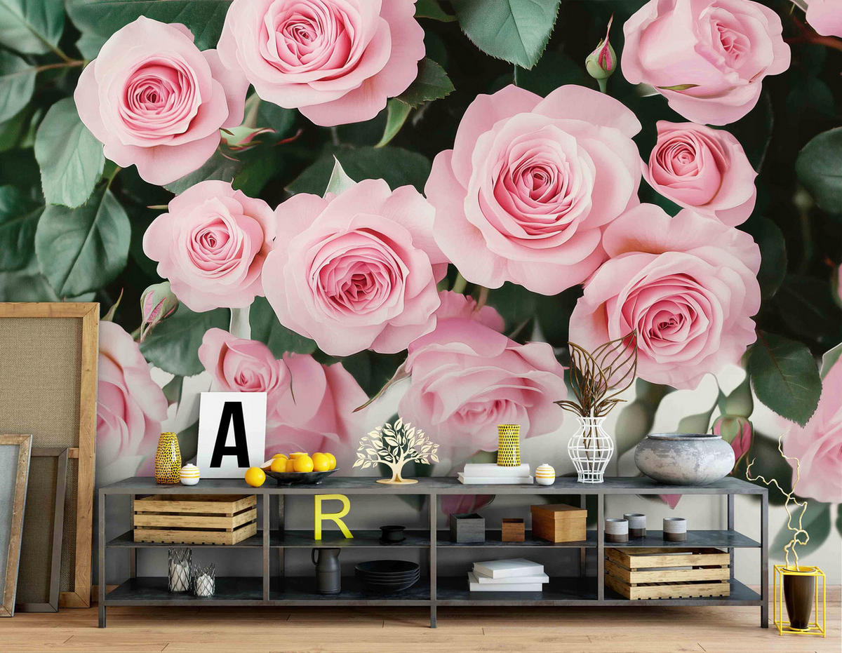 FOTOTAPETE Blumen Rosen Schlafzimmer 300x210 - Multicolor, Papier (300/210cm) - Wallarena
