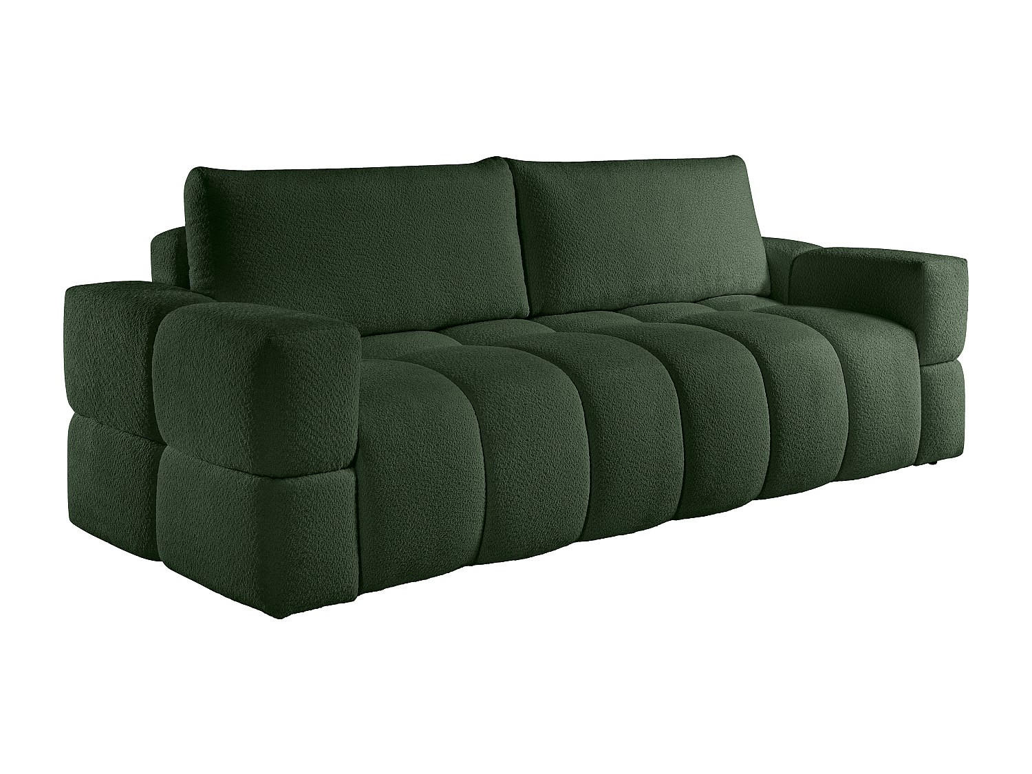 SOFA 3-Sitzer mit Schlaffunktion - Bouclé-Stoff - Grün - ISSORO II - Grün, Textil (252/107/107cm) - Vente-Unique