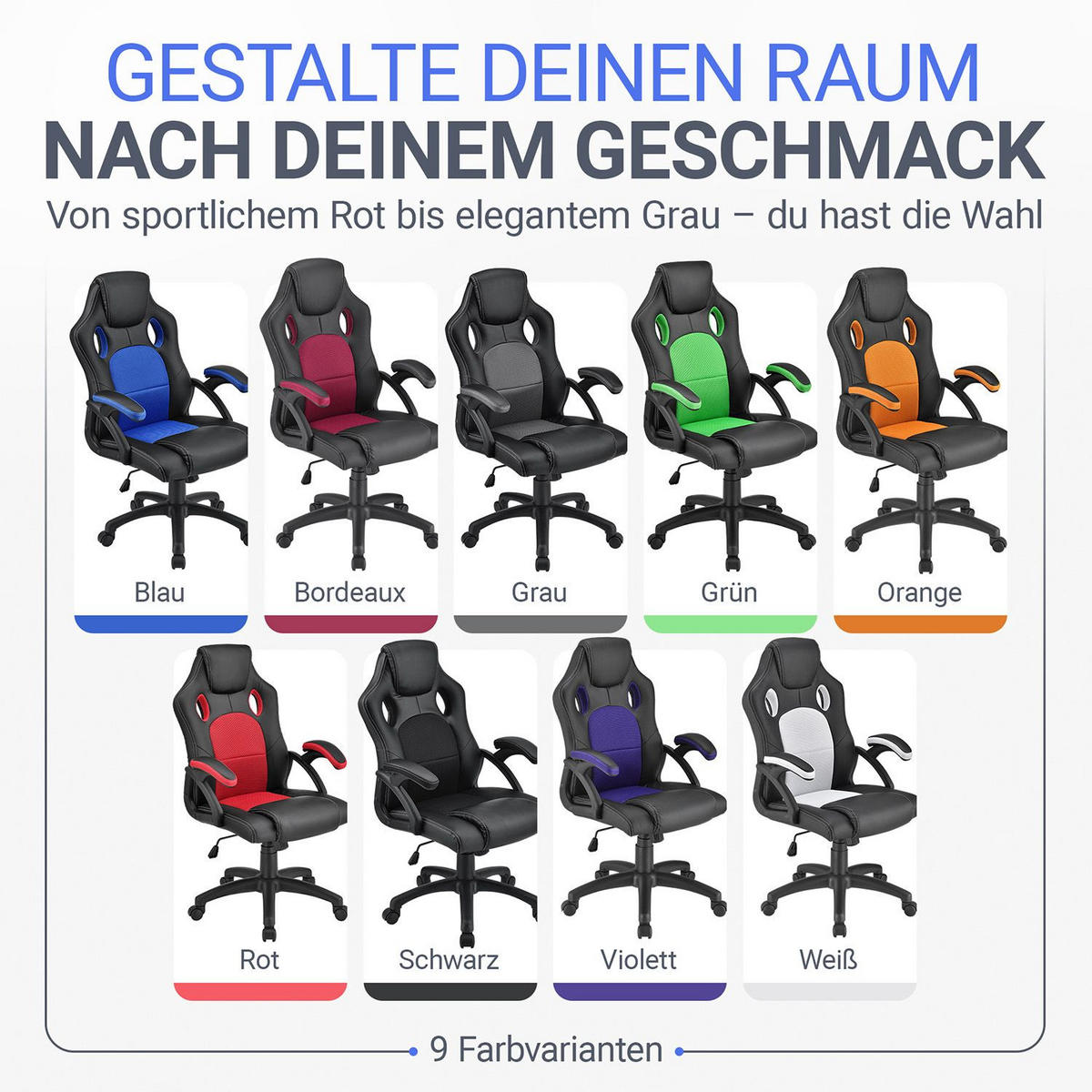 SCHREIBTISCHSTUHL Montreal weiß - Weiß, Textil (47/111/52cm) - Juskys