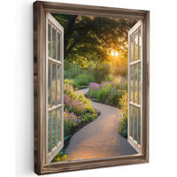 LEINWANDBILD Aussicht - Blumen - Natur - Sonne - Weg 60x80 cm - Hellgelb, Textil (60/80cm) - MuchoWow