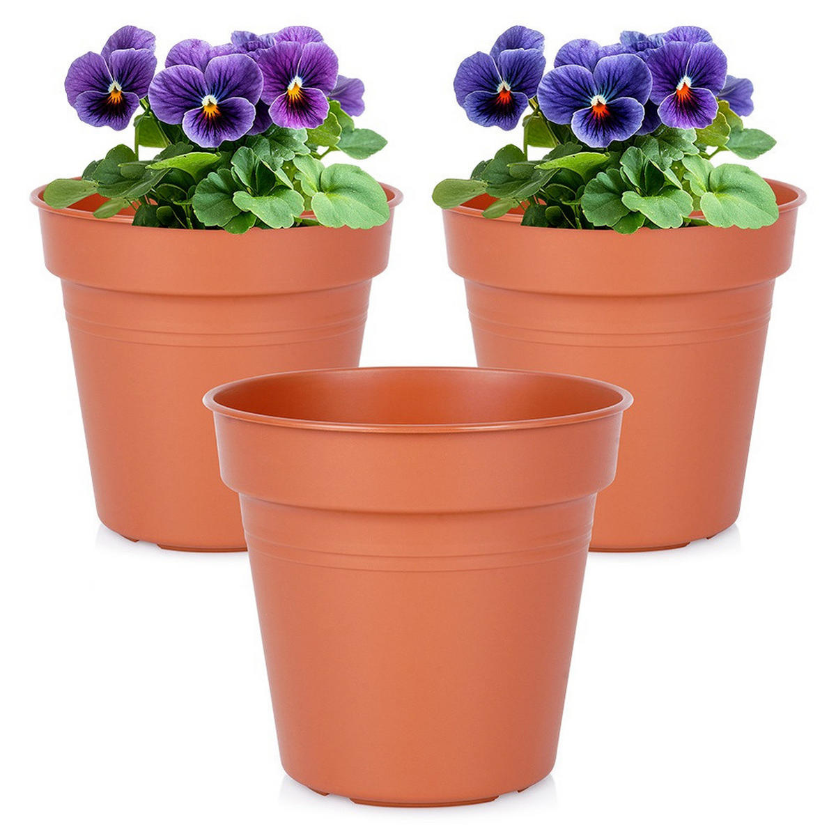 GARTENTOPF-SET Kunststoff 3 Stk. 13 cm Terracotta - Terracotta, Kunststoff (12cm) - ProGarden