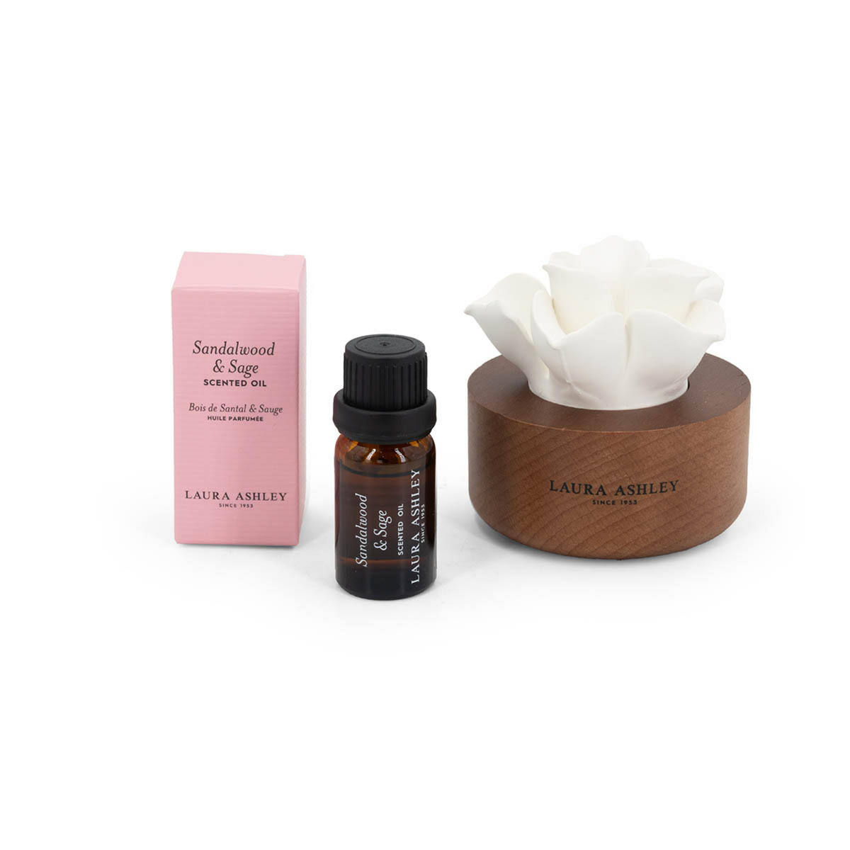 VOŇAVÉ kvety Laura Ashley - zlatá, drevo/sklo (11/9/16cm)