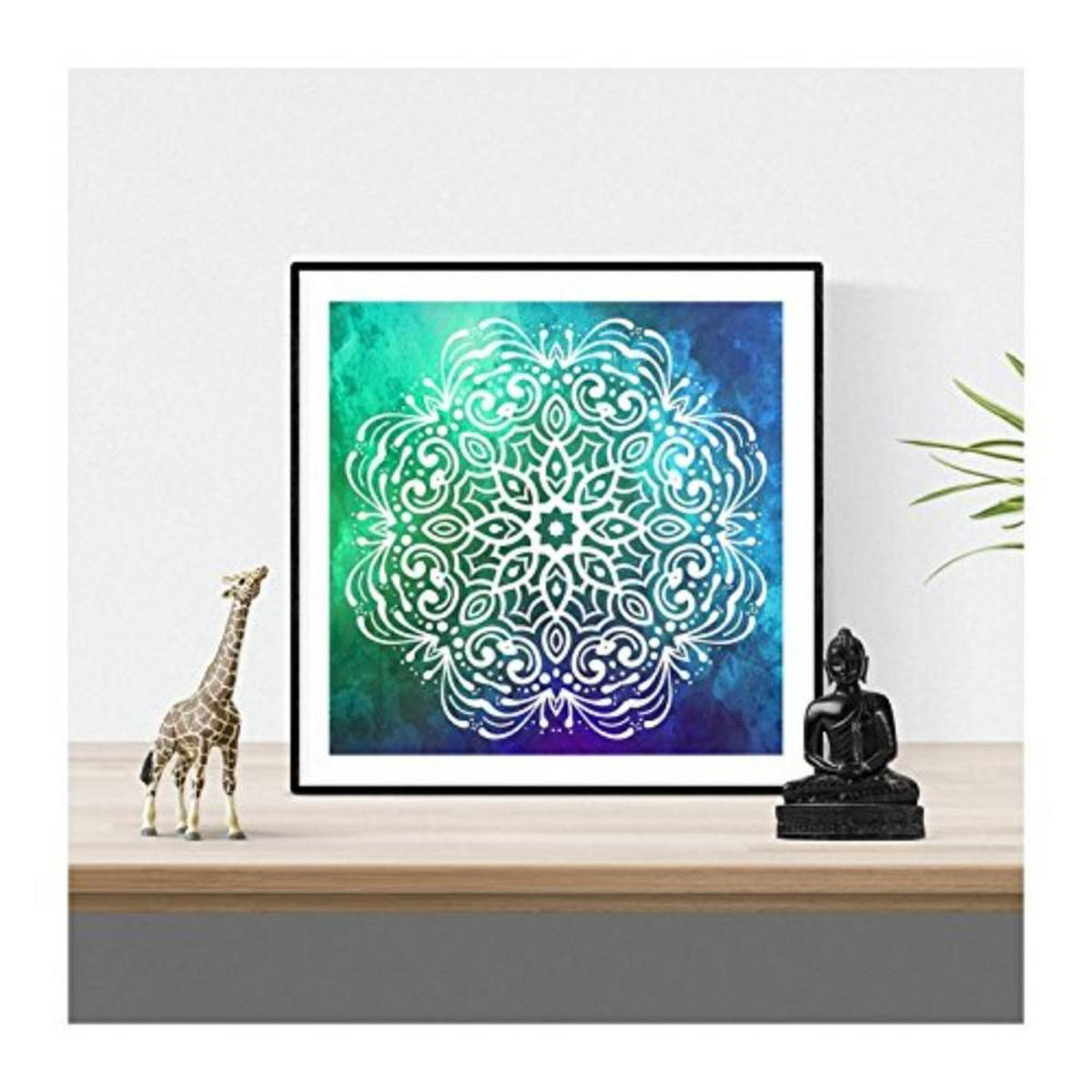 POSTER Set mit 4 Mandalas Freiheit 20x20cm Schwarzer Rahmen - Schwarz, Papier (20/3cm) - Nacnic