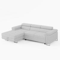 ECKSOFA VEMO MINI Links Hellgrau Cord-Stoff Kompakter Komfort für Wohnräume - Hellgrau, Textil (235/175cm) - Barchello