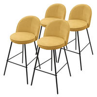 BARHOCKER 4er Set Senf mit Stoffbezug - Gelb/Schwarz, Textil/Metall (52/102/50cm) - ML-DESIGN